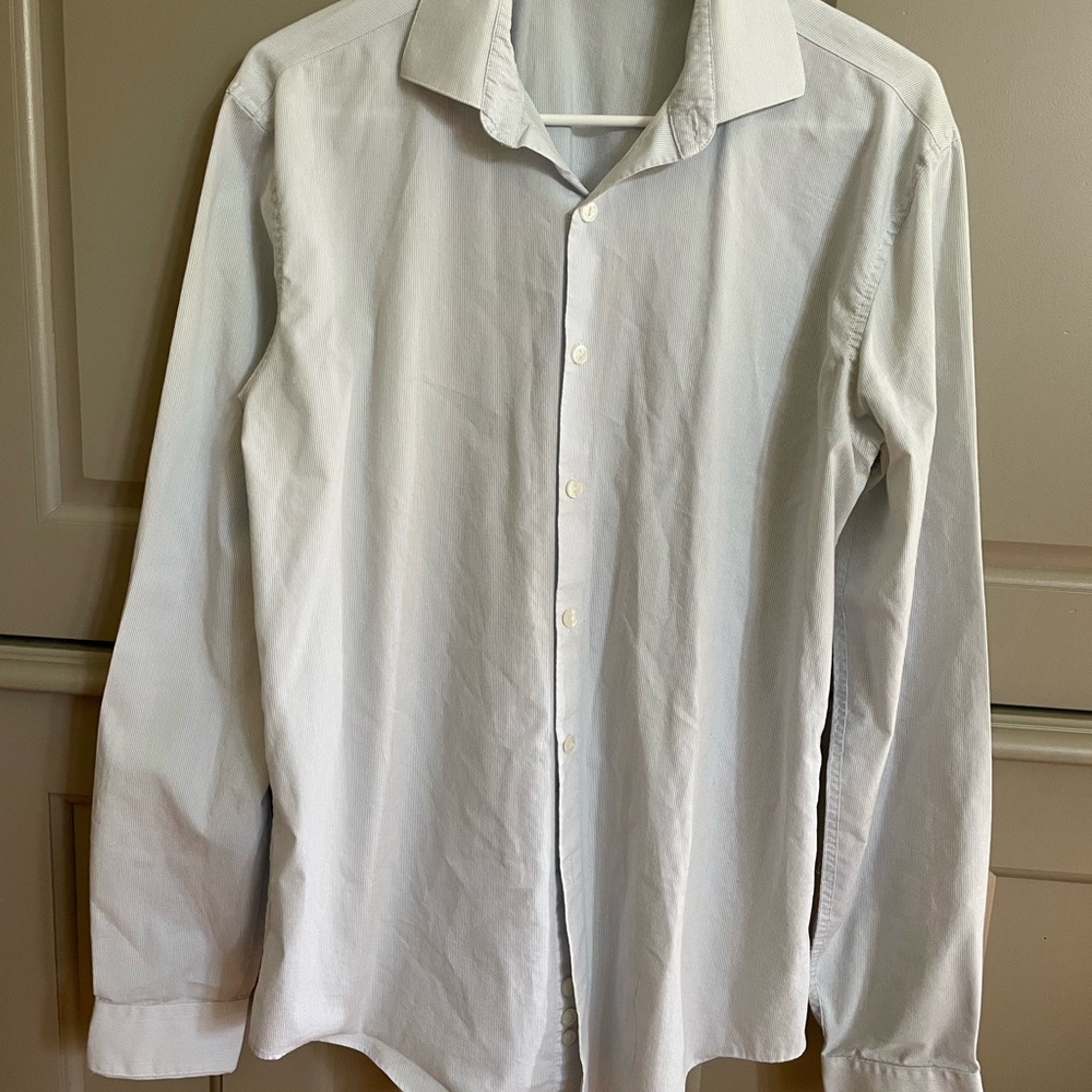 Kenneth Cole Men's Classic Gray/Blue Button-Down Shirt